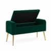 Doe Buck Upholstered Storage Bench in Green Colour with Gold Legs