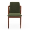 Harper Solid Wood Single Dining Chair In Honey Finish with Moss Green Colour