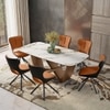 Paloma 6 Seater Pluto Spanish Ceramic Dining Table With 6 Tulip Dining Chairs