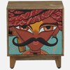 Mario Mango Wood Hand Painted Multicolour 1 Door Small Cabinet In Natural Finish