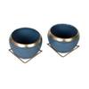Apple Shape Metal Planter Set Of 2 In Blue And Gold Colour