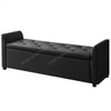 Sibol Leatherette  2 Seater Ottoman Bench with Storage  in Black Color