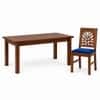 Globally Indian Vayuna Solid Sheesham Wood 6 Seater Dining Table Set 6 Chairs Navy Blue