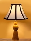 Devansh Off-White Cotton Vintage  Lamp With Wood Base (12X19.25)