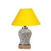 Devansh Conical Yellow Cotton Shade Lamp With Wood & Mosaic Glass Base For Decoration/Office/Home/Gifting/Study For Decoration/Office/Home/Gifting/Study -(10X10X14.5) Inches -A