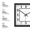 Bold Square Wooden Wall Clock with Geometric Dial and Modern Roman Numerals