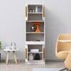 Hexa Red Crockery Unit Multipurpose Wooden Storage Cabinet in Frosty White Colour