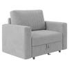 Alfon 1 Seater Velvet Pull Out Sofa Cum Bed with Storage In Grey