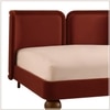 Nobella Opal Queen Size Bed in Orange Velvet with Spherical Legs, Oak Wood Frame & Hydraulic Storage