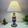 Pillar Pink Stone Wooden Table Lamp in Multicolor
