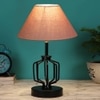 Everlee Grey cotton Table lamp with Iron Base