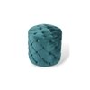 Dallas Solid Wood Ottoman Pouffee in Turquoise Sea Velvet