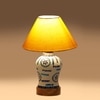 Devansh Conical Yellow Cotton Shade Lamp With Wood & Mosaic Glass Base For Decoration/Office/Home/Gifting/Study For Decoration/Office/Home/Gifting/Study -(10X10X14.5) Inches -A