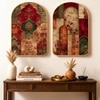Mughal Architecture Floral Wall Art Painting Set of 2 with Gold Frame 16 x 24 Inch