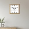 Spaces Unhooked Square Wooden Wall Clock, Natural Wood Frame, White Dial and Minimal Numeric Markers