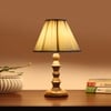 Devansh Off-White Cotton Vintage  Lamp With Wood Base (12X12X17)