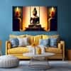The Castle Decor Lord Buddha Meditation Wall Painting Wooden Framed 27x48 Inch (Style 7)