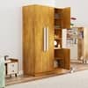 Hexa Red Wooden 4 Door Wardrobe with Hanging Space in Giant Wood Colour