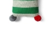 Streaky Knitted Oblong Pillow Cover With Red Pom Poms  Green Natural 35X7 Inches