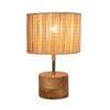 Brant Beige Bamboo Shade Table Lamp with Natural Wooden Base