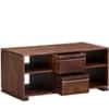 Jasol Solid Sheesham Wood 4 Drawer With 4 Open Shelves Coffee Table  In Provincial Teak Finish