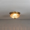Hinkley 2-Light Flush Mount Ceiling Light In Antique Brass Finish With Amber Rippled Glass