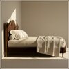 Solara Wave Luxe Queen Size Bed in velvet With Oak wood Frame & Hydraulic Storage