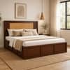 Aaranya Solid Wood Compact King Bed Hydraulic Storage Provincial Teak Finish Mattress 72 x 72 Inches