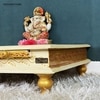 D'Dass Multi Color Mdf and Sheesham Wooden Pooja Chowki With Drawer