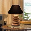 Devansh Black Cotton Table Lamp With Wood  Pebble Lamp  (10X10X15) Inches