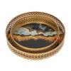 Round Metal Meeena Tray Set Of 2 In Blue And Black Colour