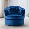Marius Swivel Solid Wood Round Chair in Navy Blue Colour