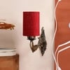 Devansh Metal Electric Wall Light in Antique Gold Colour with Maroon Shade Count of 1 Light