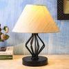 Tylee Off White Fabric Shade Table Lamp with Black Iron Base