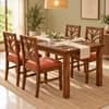 Globally Indian Vallari Solid Sheesham Wood 4 Seater Dining Table Set 4 Chairs Terracotta Orange