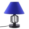 Euell Blue Fabric Shade Table Lamp with Black Iron Base