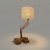 Flex Brown Wooden Table Lamp with Yellow Printed Fabric Lampshade
