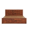 Shashi Solid Wood King Size Bed With Box & Front Drawer Storage Bed In Honey Oak Finish