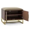 Nina 4 Pairs Solid Wood Shoe Cabinet With Seat In Mango Walnut Finish Taupe Leatherette