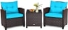 Carry Bird Wicker Patio Furniture Outdoor Balcony Chairs In Sky Blue Colour