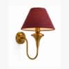Devansh Metal Electric Wall Light in Antique Gold Colour with Maroon Shade Count of 2 Lights