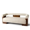 Westfield Sheesham Wood Mid Century 3 Seater Sofa (Off White Soft Boucle Fabric In Teak Finish)