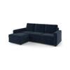 Apollo Sofa (Colour : Sea Port Blue Velvet, Cushion : Hard, Back Type : Regular, Seating Capacity : Left Aligned 2 Seater + Left Aligned Chaise + Ottoman)