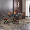 Aeris Tulip 4 To 6 Seater Extendable Dining Set (Black Jade Finish, Tan Colour)