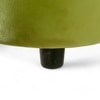 Lisbon Pine Wood Contemporary Ottoman Pouffee in Pear Green Velvet