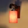 Devansh Solid Wood Electric Wall Light in Brown Colour with Orange Shade Count of 1 Light