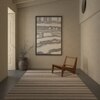 Jaipur Rugs Soft Scalloped Border Striped Wool Dhurrie Rug Grey 4x5 ft