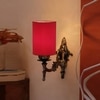 Devansh Metal Electric Wall Light in Antique Gold Colour with Red Shade Count of 1 Light