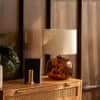 Auburn Handicrafted Table Lamp in Samber and black Colour