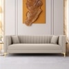 Texude Velvet 3 Seater Sofa in Cream Colour